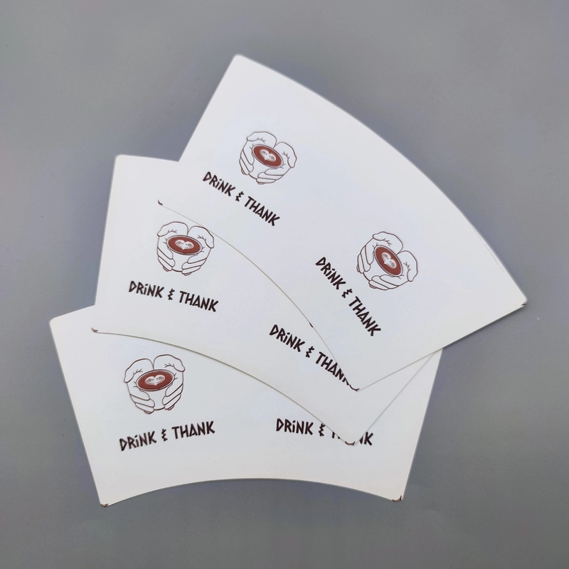 Biodegradable flexography printing 280 gsm single wall pe coated paper cup fan raw material for hot drinks coffee cups